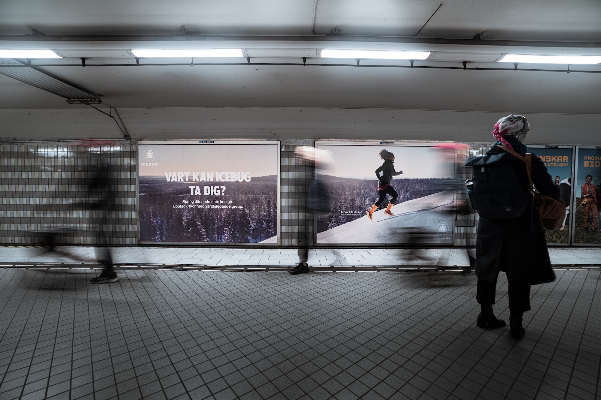 icebug shoes fw24 campaign on stockholm subway